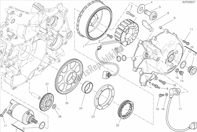 Todas as partes de Partida Elétrica E Ignição do Ducati Superbike 899 Panigale ABS USA 2015